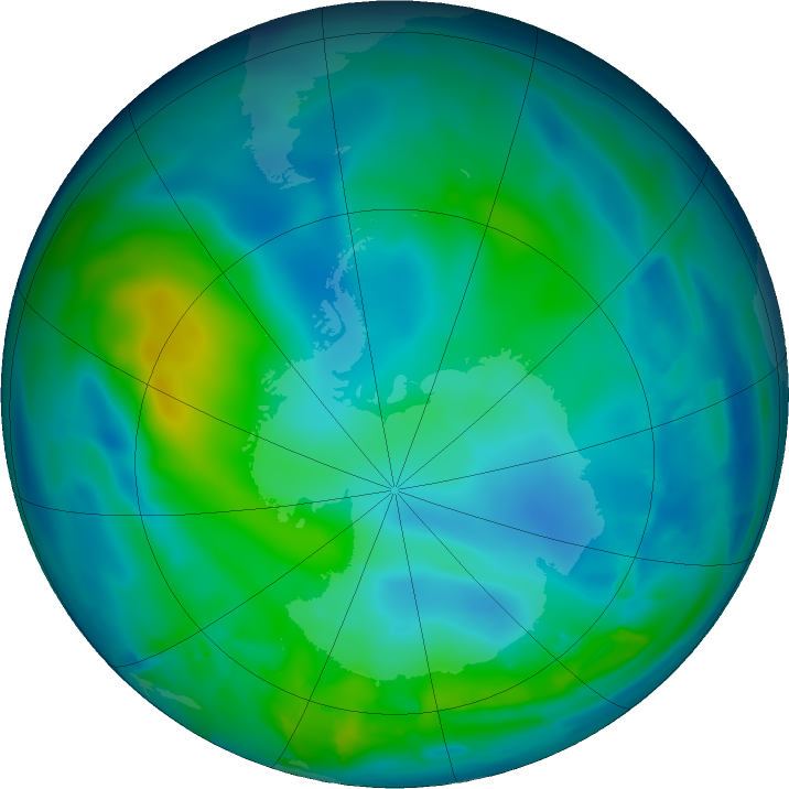 Antarctic ozone map for 13 May 2011